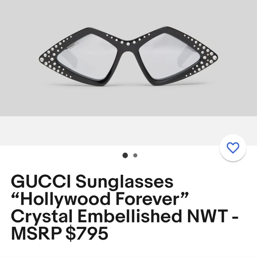 New Gucci Hollywood Forever Black Crystal Diamond Fashion Retro Sunglasses